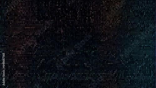 Digital binary code matrix background - 3D rendering of a scientific technology data binary code net