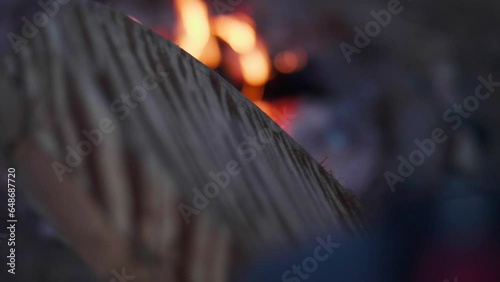American Indian Drumming Circle, Skin Drum & Mallet, Camp Fire, 120fps Slow motion, Indian Reservation, Spiritual, New Mexico USA