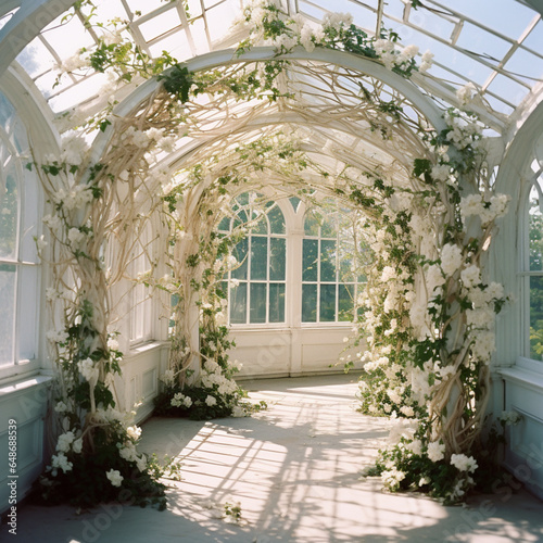 greenhouse with flowers