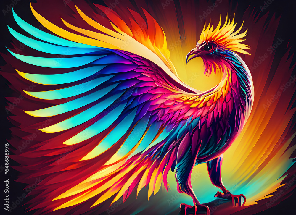 Obraz premium The Phoenix, mythical bird, illustration