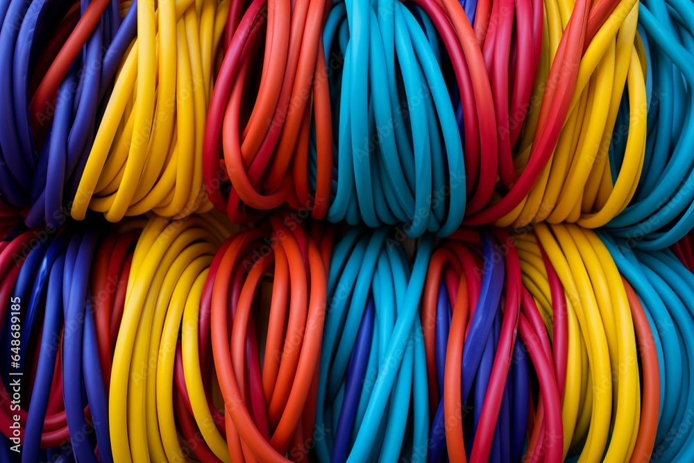 cords intertwined with vibrant colors, separated. Generative AI