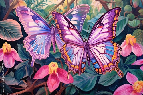 Delicate Butterflies Fluttering in a Secret Garden  Spreading Joy with Each Gentle Flap  Wings Painted with a Rainbow of Pastel Shades  generative AI