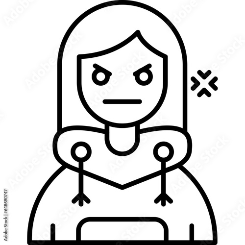 Angry Teenage Girl Icon