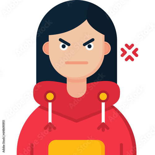Angry Teenage Girl Icon