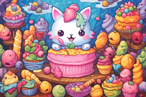 Colorful Pastel Treats  Spreading Happiness and Warmth through Kawaii Drawings  generative AI