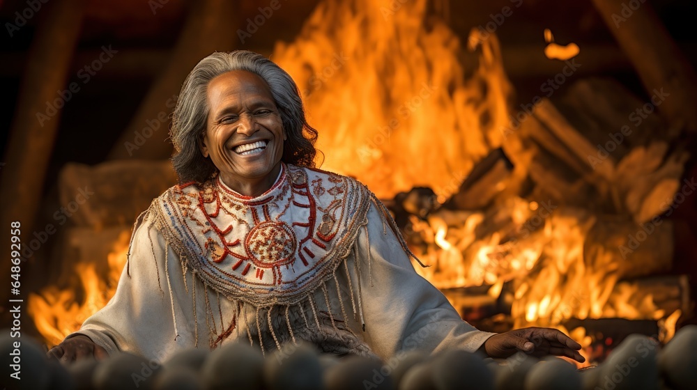 Moment of traditional ritual of an Indigenous community Stock Photo ...