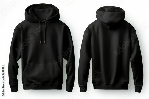 Solid black hoodie mockup for design. Blank with space for text or print, copy space