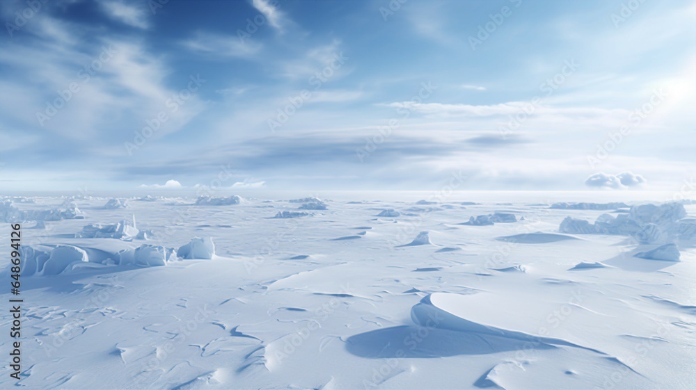 Vast Frozen Tundra Landscape Under a Clear Sky