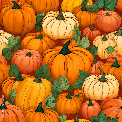 Seamless pattern with pumpkins background
