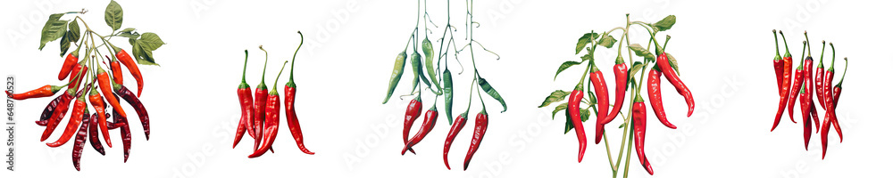 Png Set Red peppers on a transparent background