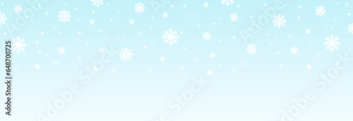 Snowflake seamless border.Snowflakes falling.Christmas decoration with falling snow.Winter background.