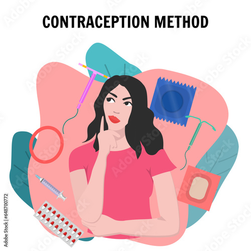 Girl thinking about contraception methods