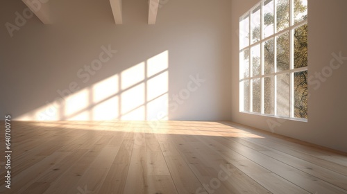 Minimalistic interior with natural light from the windows