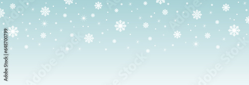 Snowflake seamless border.Snowflakes falling.Christmas decoration with falling snow.Winter background.