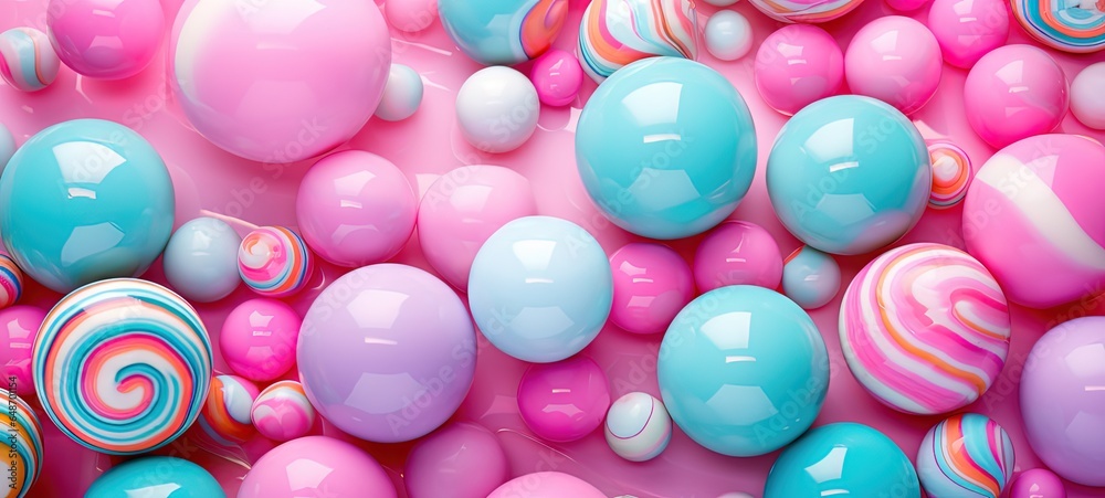 top view pink blue plastic balls in ball pool, childhood abstract background, Generative Ai top view pink blue plastic balls in ball pool, childhood abstract background, Generative Ai