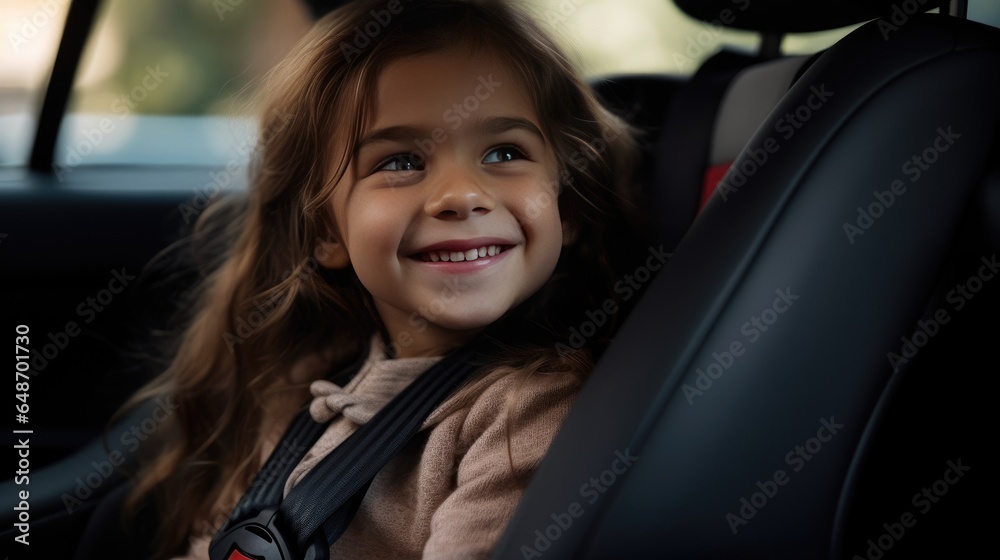 Little girl sitting in a car safety seat Little girl sitting in a car safety seat