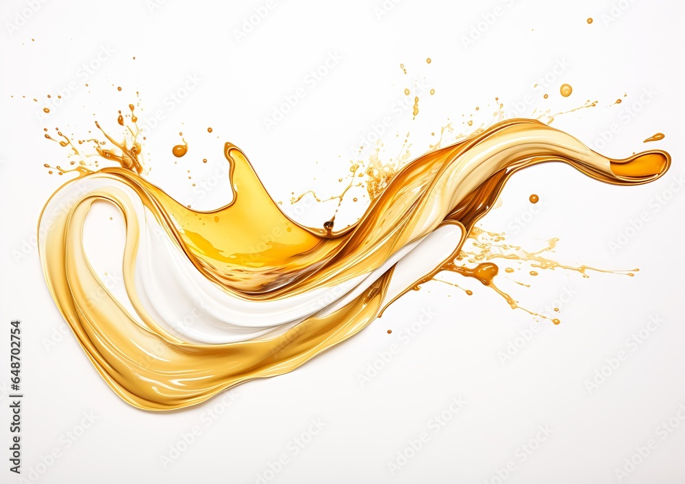 closeup liquid splash gold bars illustration advertising computer oily substances sleek flowing shapes maple syrup highlights promotional skin - obrazy, fototapety, plakaty 