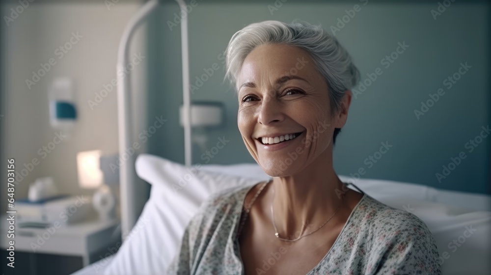 Portrait of a middle-aged woman in a hospital bed Portrait of a middle-aged woman in a hospital bed