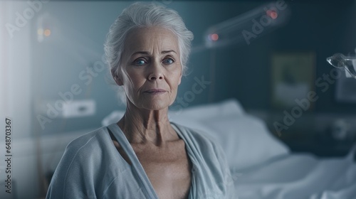 Portrait of a middle-aged woman in a hospital bed