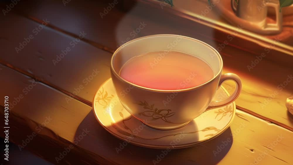 a cup of tea in the morning suitable for anime fotage or ghrapic resources