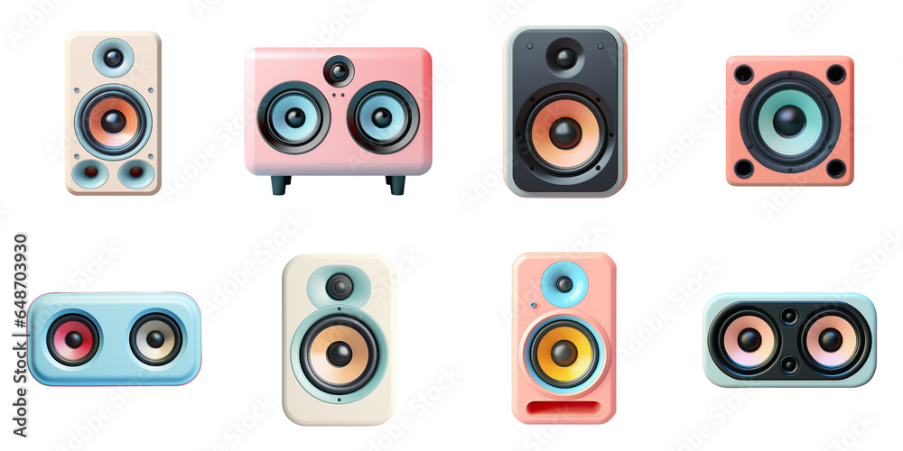 Png Set Closeup isolated ovalrectangular audio speaker on a transparent background