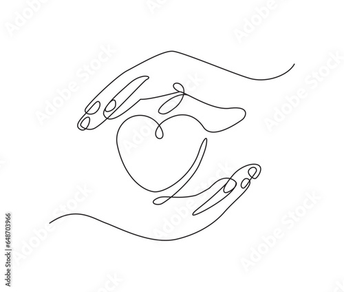 Hands heart one line stock illustration