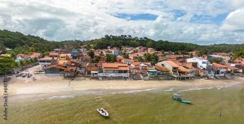 Imagem panorâmica aérea da Barra de Camaragibe, situada em Passo de Camaragibe, no estado de Alagoas - Brasil