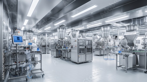 a pharmaceutical manufacturing facility, highlighting the precise processes involved in drug production