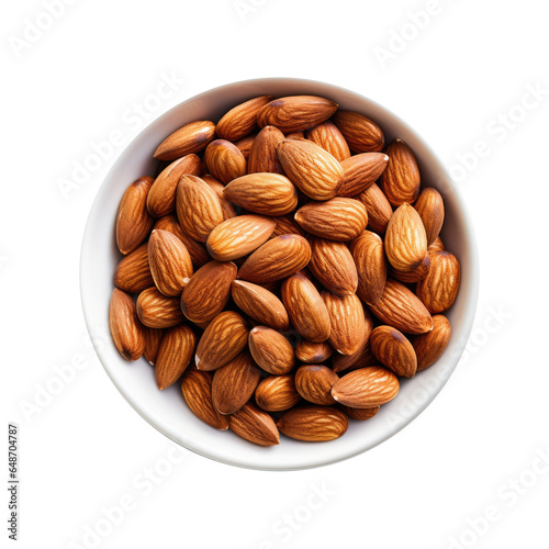 Bowl of Almonds Isolated on...