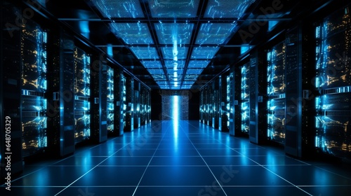 a supercomputer array processing vast amounts of data, symbolizing the capabilities of high-performance computing photo