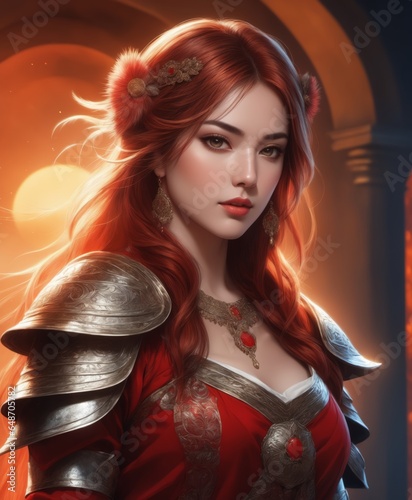 portrait of beautiful female warrior. Fantasy