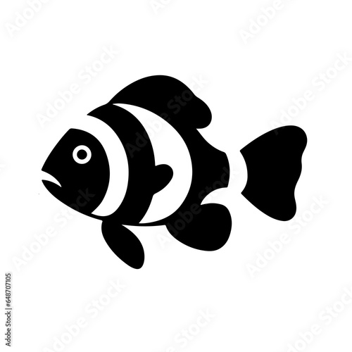 clownfish silhouette black white vector illustration
