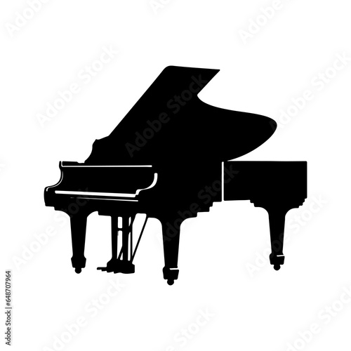 piano silhouette black white vector illustration