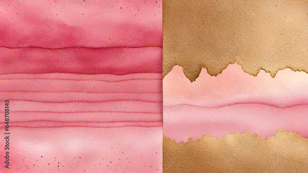 Abstract watercolor paint background by gradient deep pink color with liquid fluid grunge texture for background, banner gold