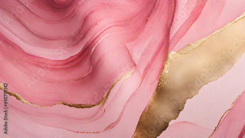 Obraz na płótnie Abstract watercolor paint background by gradient deep pink color with liquid fluid grunge texture for background, banner gold w salonie