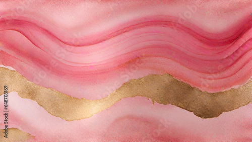 Obraz na płótnie Abstract watercolor paint background by gradient deep pink color with liquid fluid grunge texture for background, banner gold w salonie