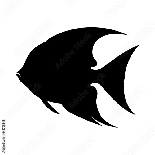 angelfish silhouette black white vector illustration