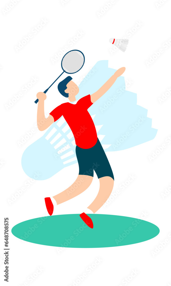 Great simple badminton flat character ready to smash design great for any media Great simple badminton flat character ready to smash design great for any media