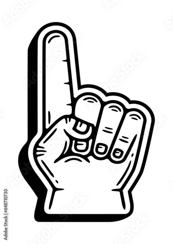 Fan foam fingers vintage illustration