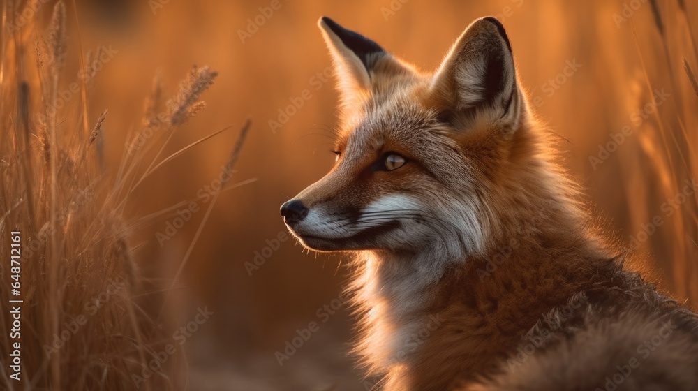 A Red Fox in Sunset Glow