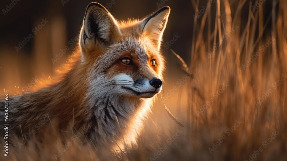 Fototapeta premium A Red Fox in Sunset Glow