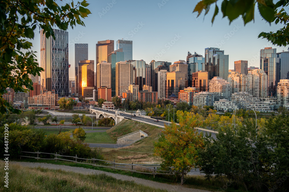 View of Calgary's skyline on an early autumn morning.