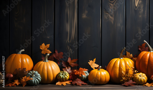 Autumn background, Thanksgiving day, with pumpkins © Gabriela