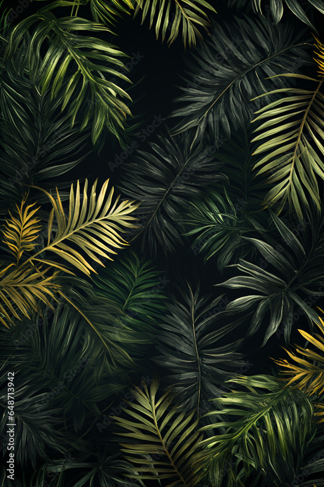 Tropische Blätter Hintergrund. Grüne Palmenblätter