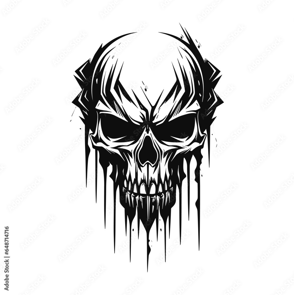 Obraz premium Artistic metal skull. Suitable with hard rock, scary, and metal design needs.
