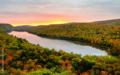 Sunrise at Lake of the Clouds on the Porcupine Mountains	 photo