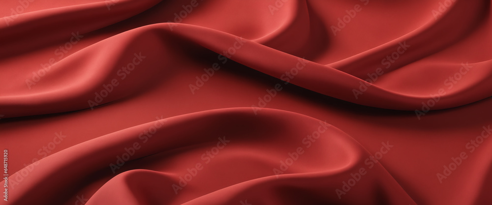 Abstract background of red crumpled fabric. Cloth with folds. Colorful illustration. Generative AI Abstract background of red crumpled fabric. Cloth with folds. Colorful illustration. Generative AI