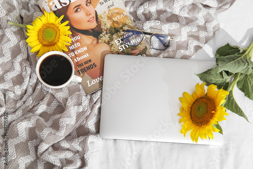 Beautiful sunflowers, cup o...