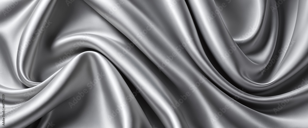Fototapeta premium Abstract background of silver crumpled fabric. Cloth with folds. Colorful illustration. Generative AI