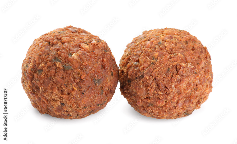 Delicious falafel balls on white background. Vegan meat products